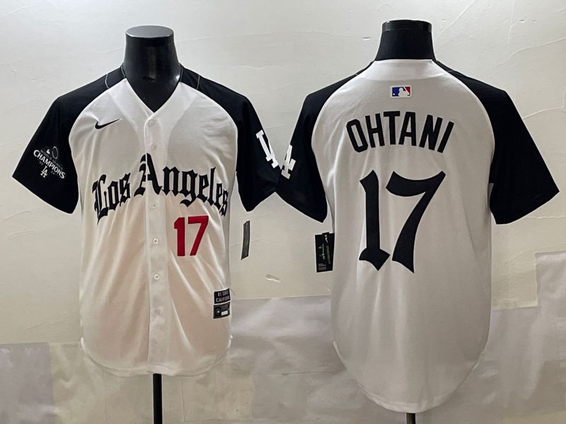 Men 2025 Los Angeles Dodgers #17 Ohtani White black Five generations Joint Name Nike MLB Jersey style 52613->los angeles dodgers->MLB Jersey